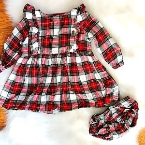 Carters Plaid Ruffle Baby Dress With Bloomers